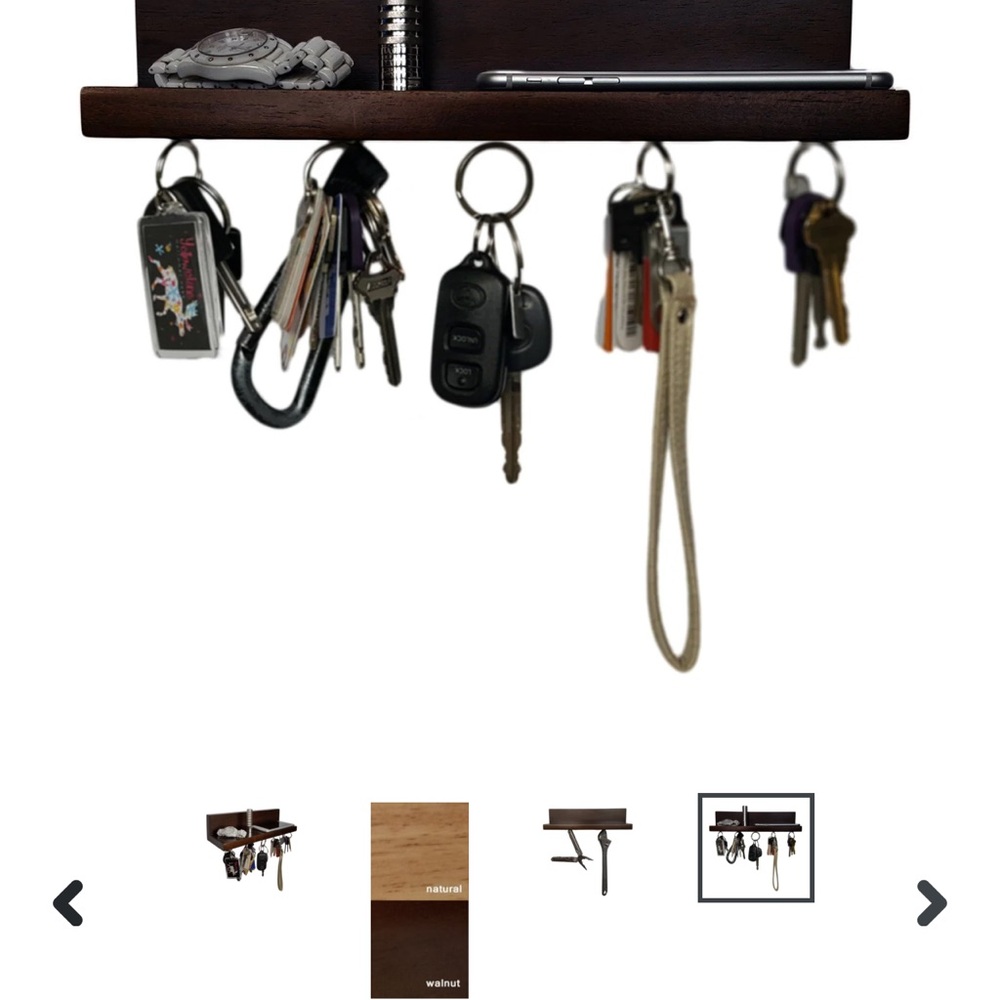 Brooklyn Basix Premium Magnetic Wood Key Ring Holder & Shelf for Entryway